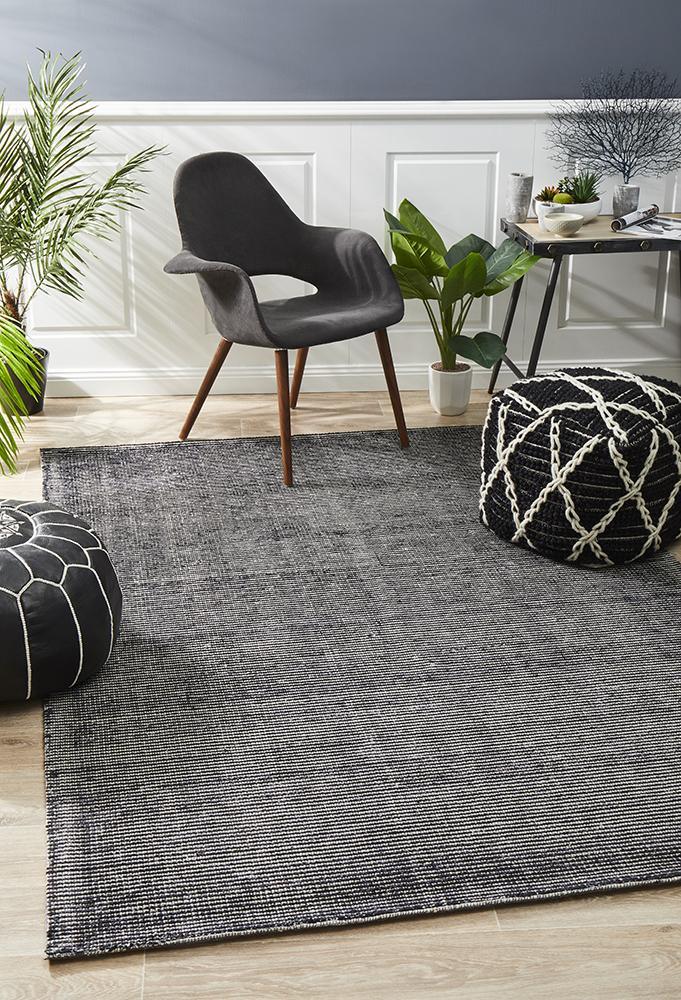 Allure Black Cotton Rayon Rug - Click Rugs