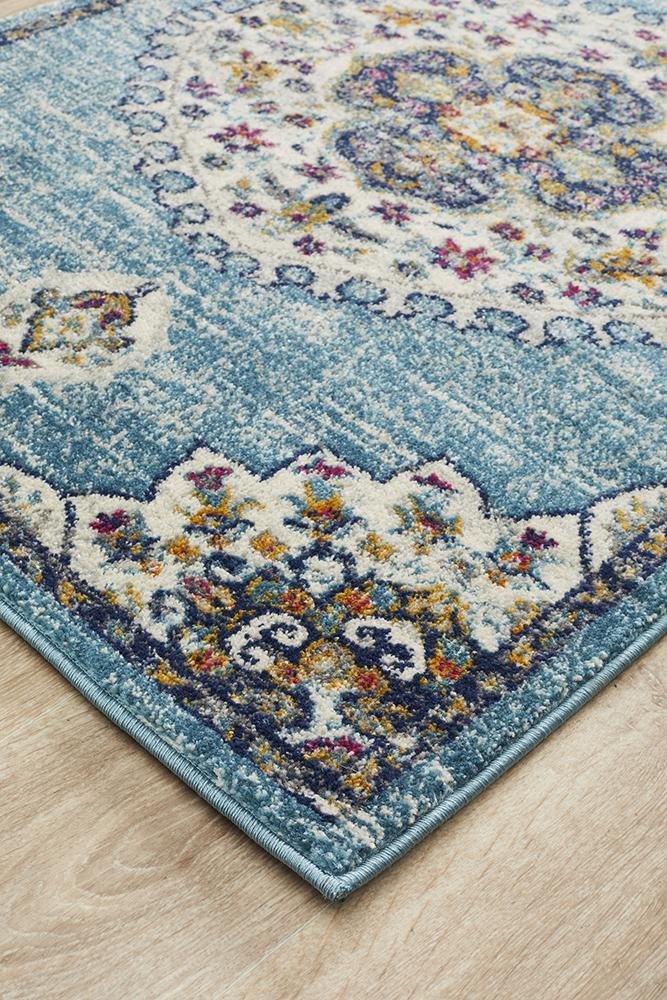 Babylon 202 Blue Runner Rug - Click Rugs