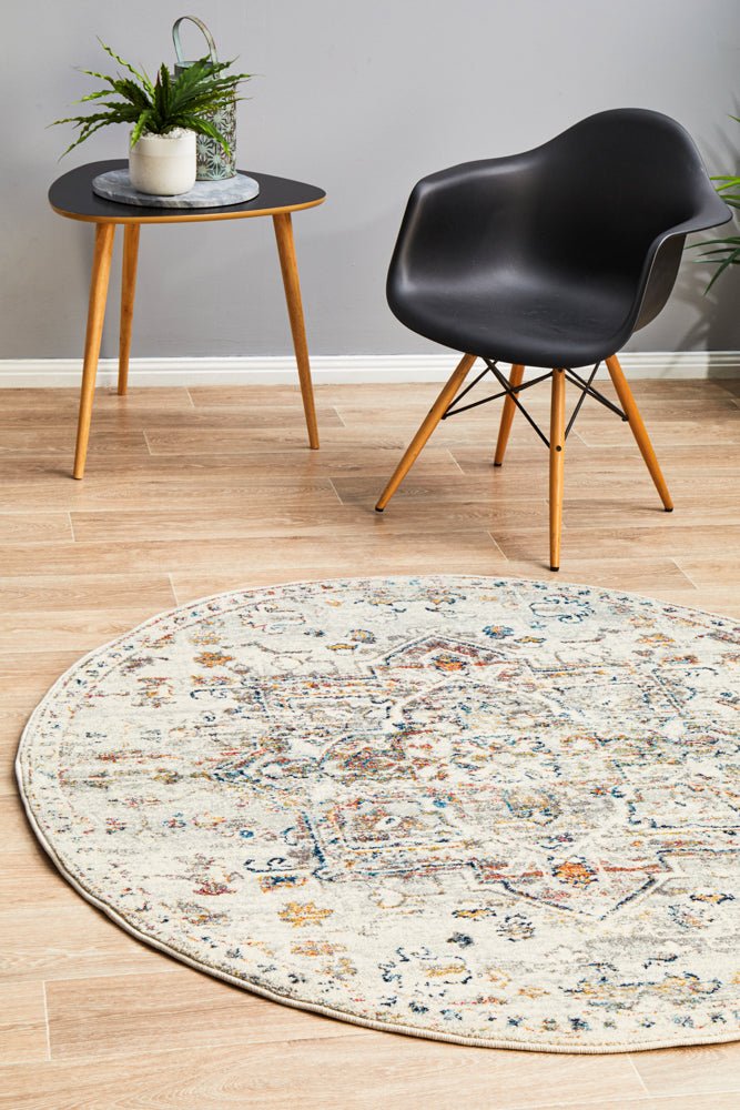 Century 911 Silver Round Rug - Click Rugs