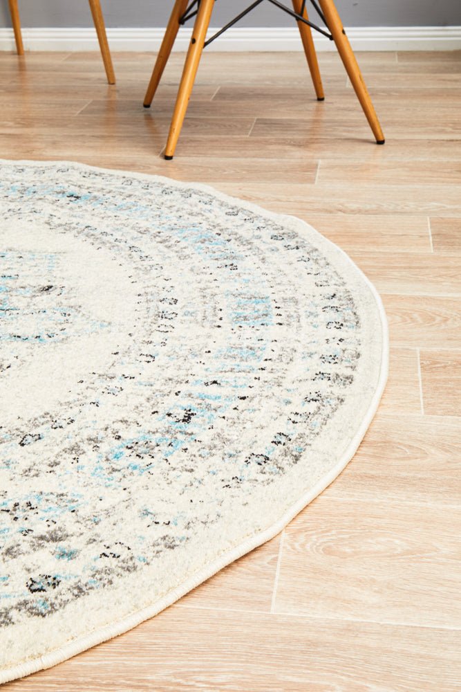 Century 922 White Round Rug - Click Rugs