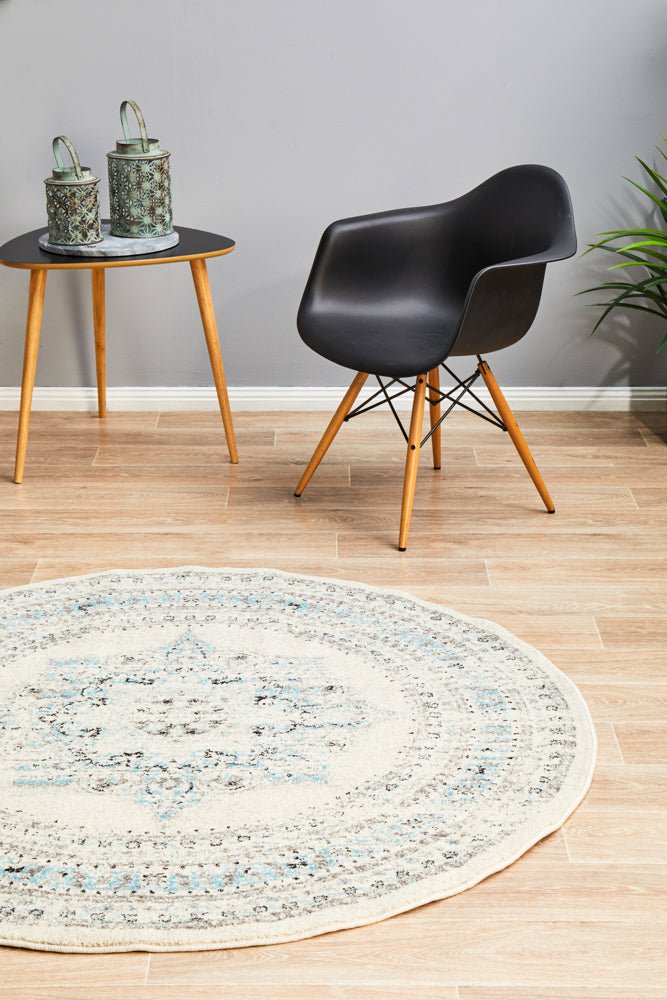 Century 922 White Round Rug - Click Rugs