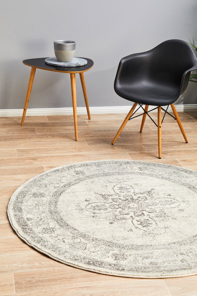 Century 977 Silver Round Rug - Click Rugs