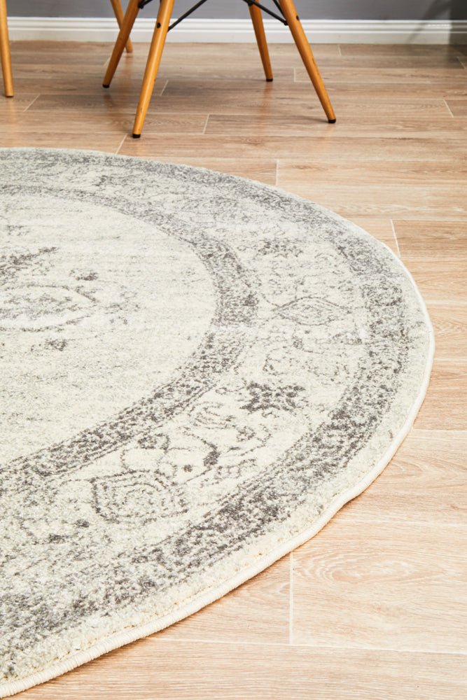 Century 977 Silver Round Rug - Click Rugs