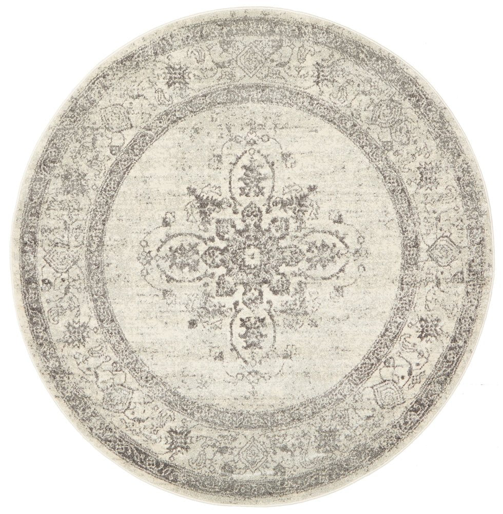 Century 977 Silver Round Rug - Click Rugs