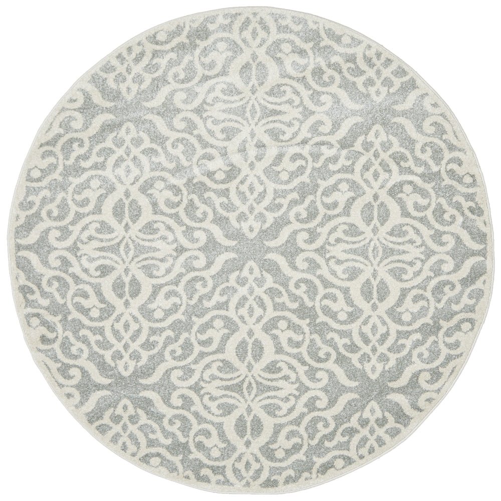 Chrome Lydia Silver Round Rug - Click Rugs