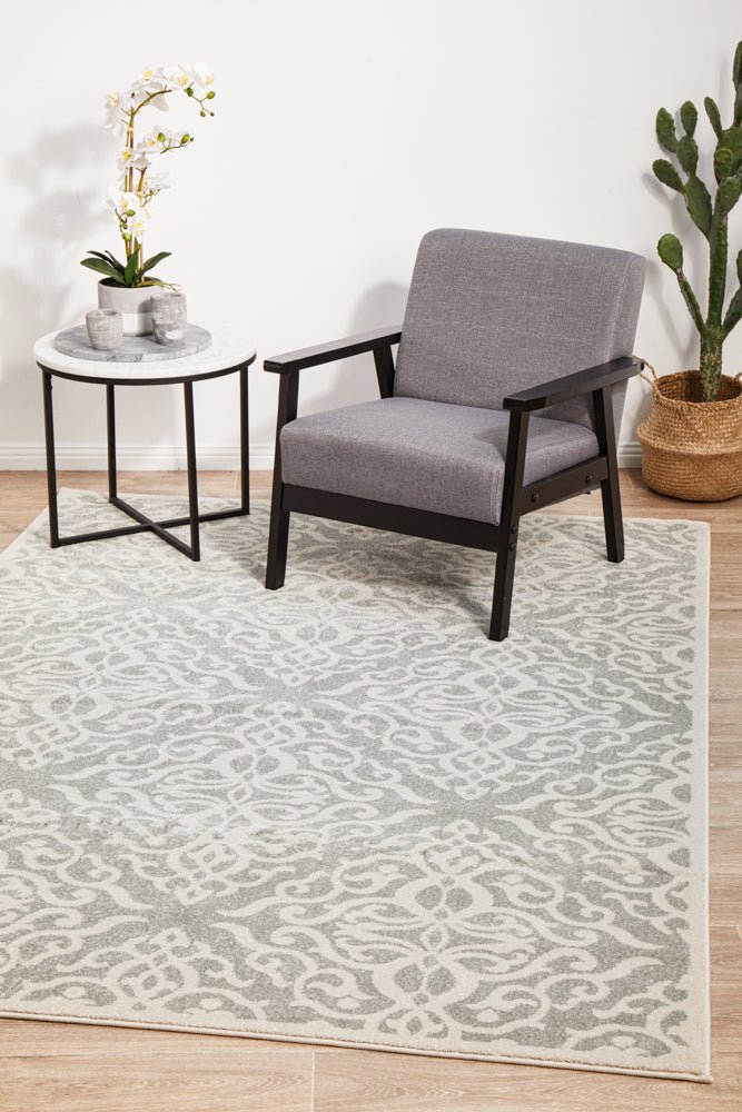 Chrome Lydia Silver Rug - Click Rugs