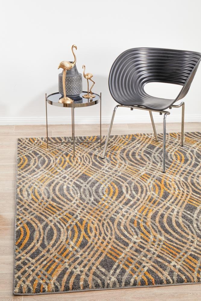 Dreamscape Flurry Modern Charcoal Rug - Click Rugs