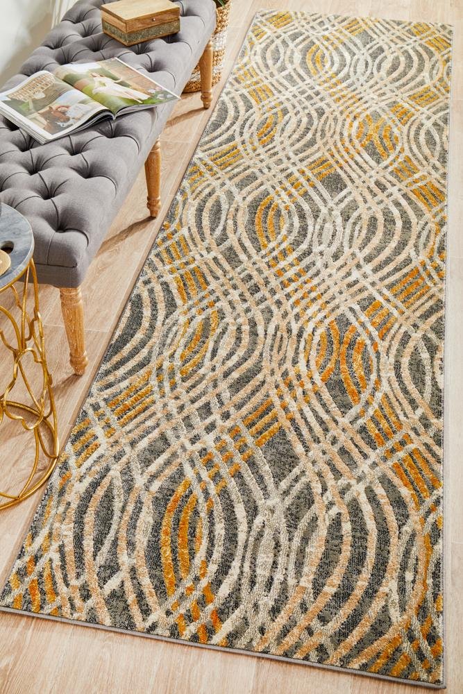 Dreamscape Flurry Modern Charcoal Runner Rug - Click Rugs