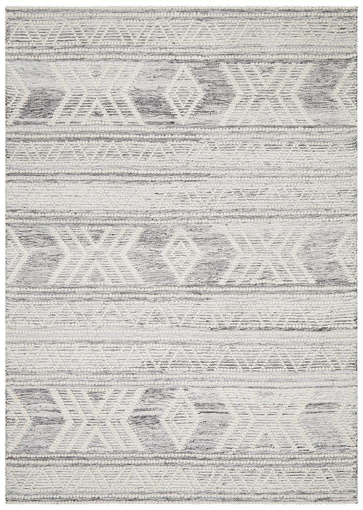 Esha Woven Tribal Rug Silver Grey - Click Rugs