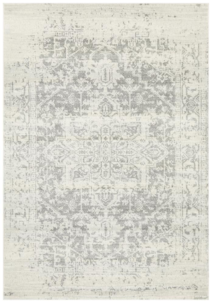 Evoke Dream White Silver Transitional Rug - Click Rugs