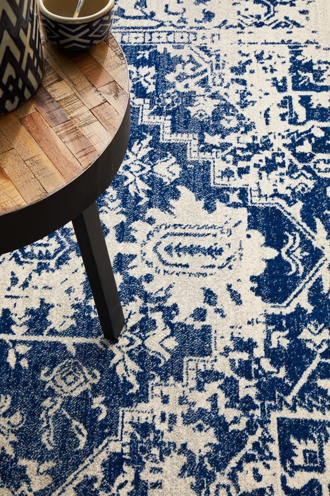 Evoke Horizon White Navy Transitional Rug - Click Rugs