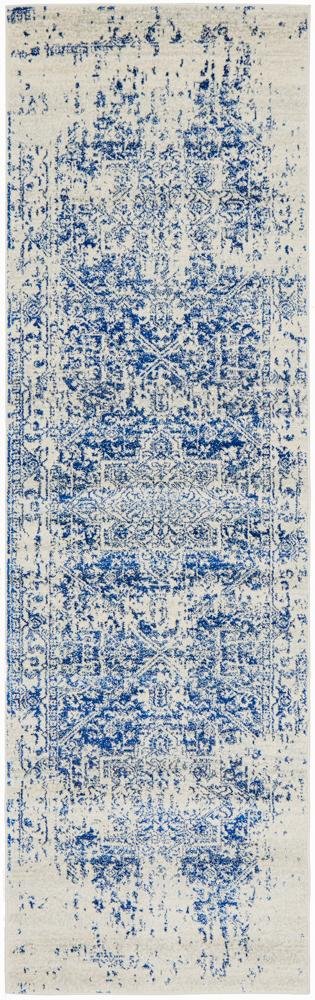 Evoke Horizon White Navy Transitional Runner Rug - Click Rugs