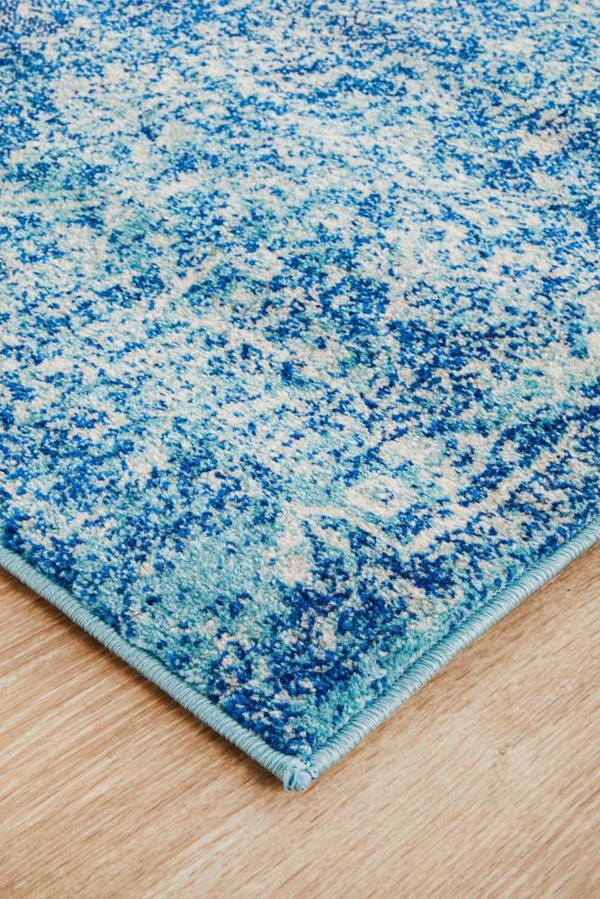 Evoke Muse Blue Transitional Runner Rug - Click Rugs