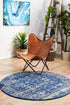 Evoke Oasis Navy Transitional Round Rug - Click Rugs