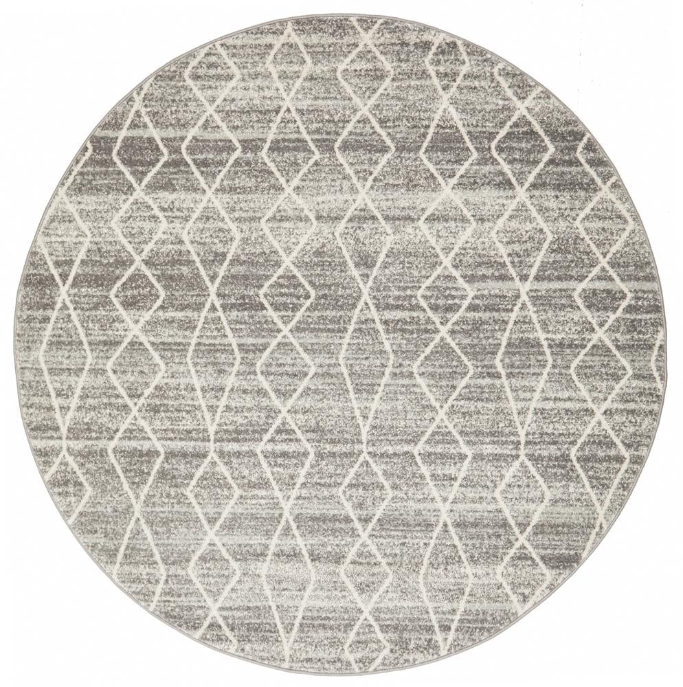 Evoke Remy Silver Transitional Round Rug - Click Rugs