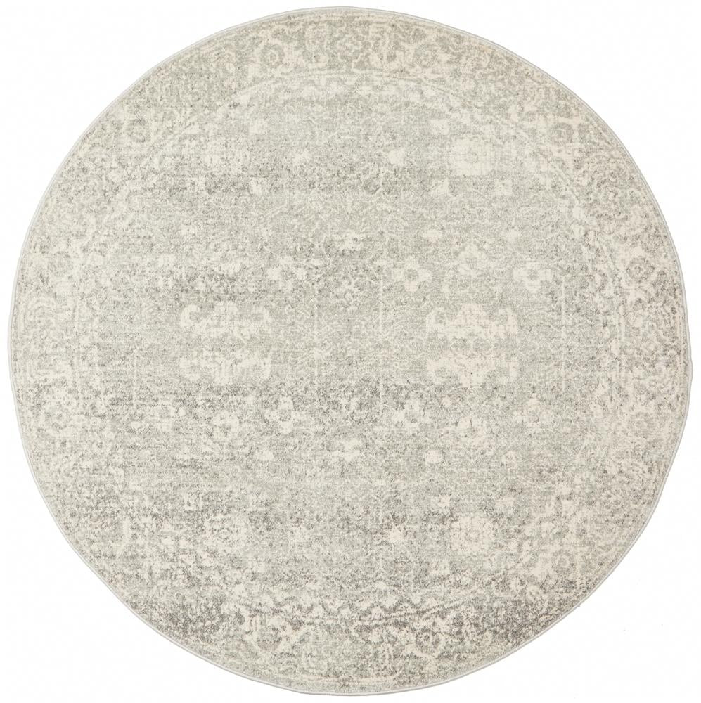 Evoke Shine Silver Transitional Round Rug - Click Rugs