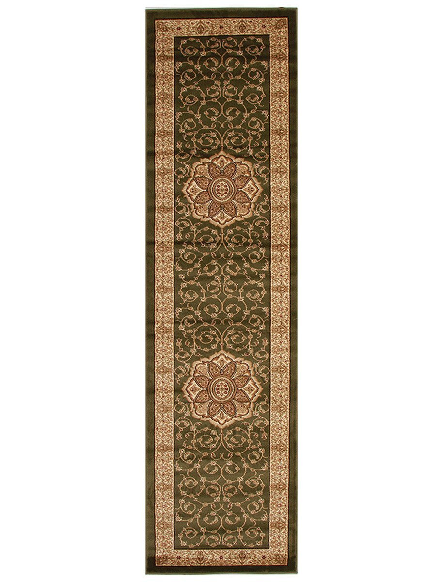 Istanbul Medallion Classic Pattern Runner Rug Green - Click Rugs