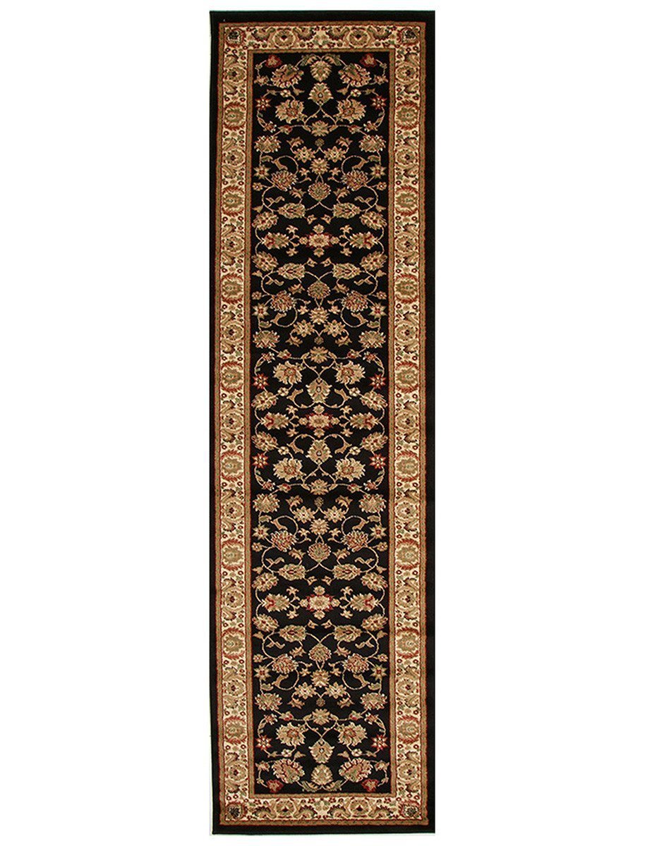 Istanbul Traditional Floral Pattern Runner Rug Black - Click Rugs