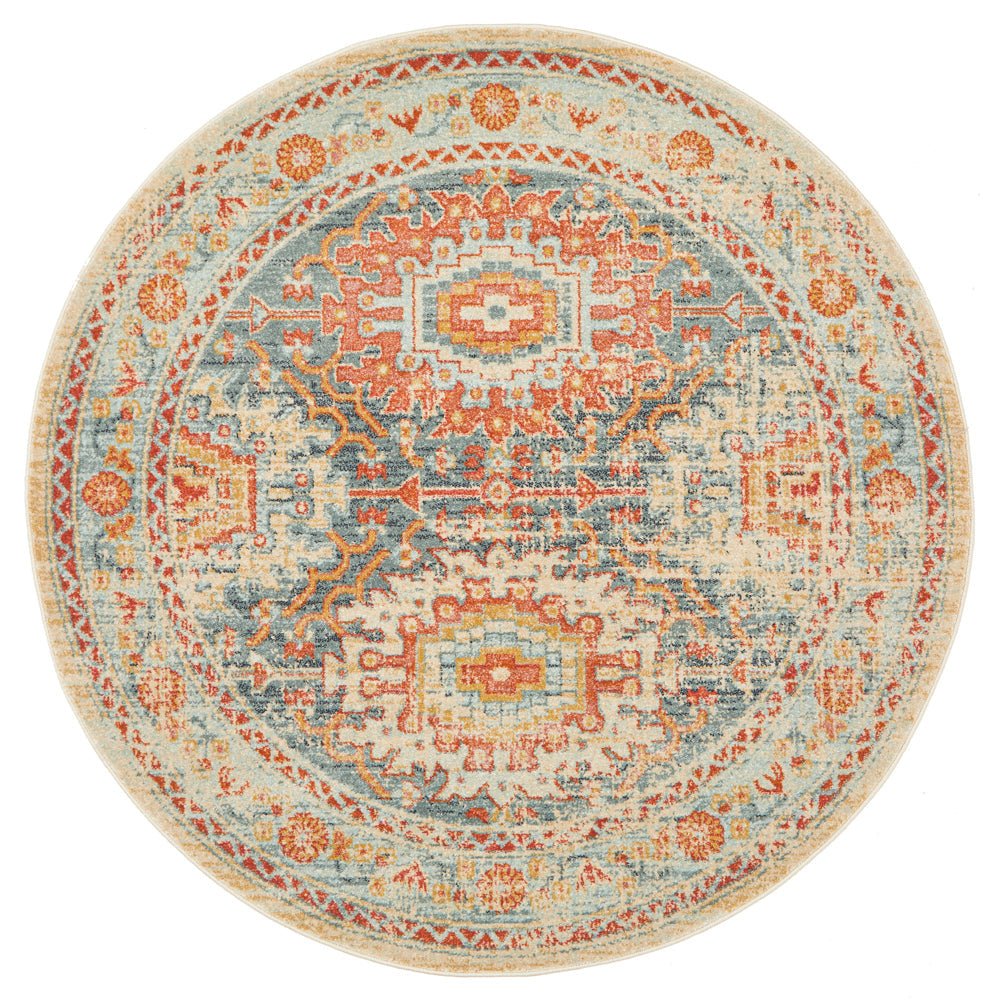 Legacy 853 Blue Round Rug - Click Rugs