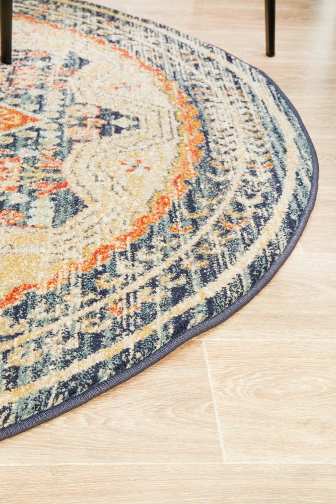 Legacy 863 Navy Round Rug - Click Rugs