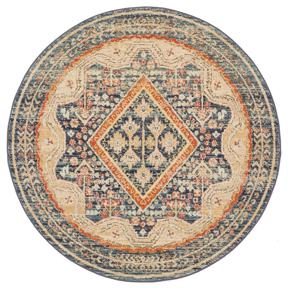 Legacy 863 Navy Round Rug - Click Rugs