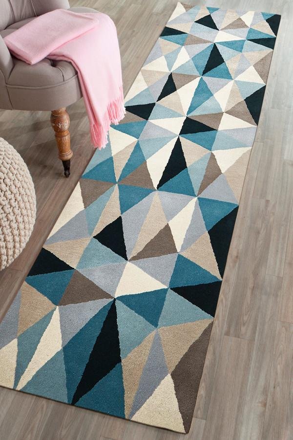 Matrix Pure Wool 901 Turquoise Runner Rug - Click Rugs