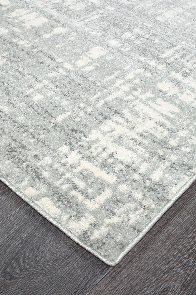 Mirage Ashley Abstract Modern Silver Grey Runner Rug - Click Rugs