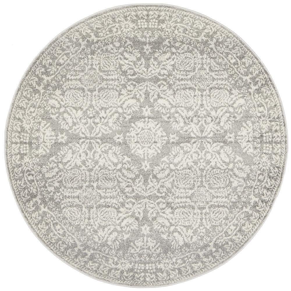 Mirage Gwyneth Stunning Transitional Silver Round Rug - Click Rugs