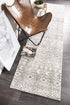 Oasis Ismail White Grey Rustic Runner Rug - Click Rugs