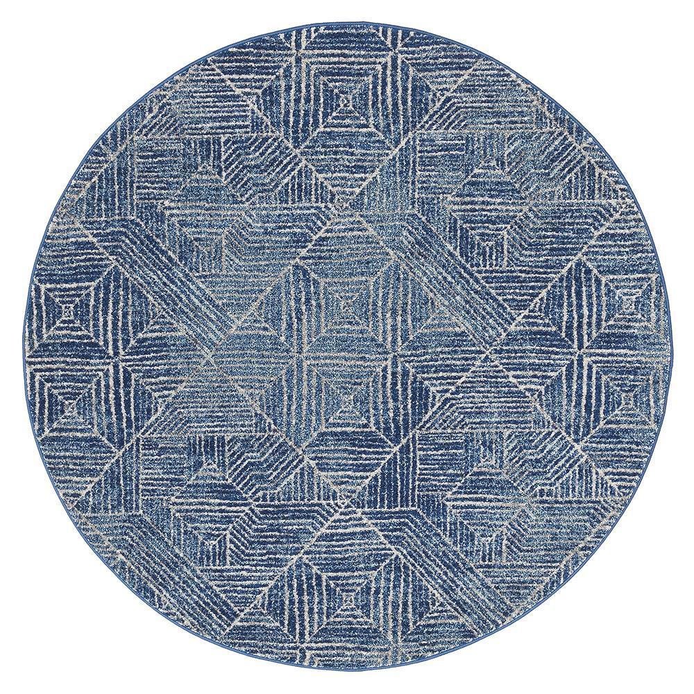 Oasis Kenza Contemporary Navy Round Rug - Click Rugs