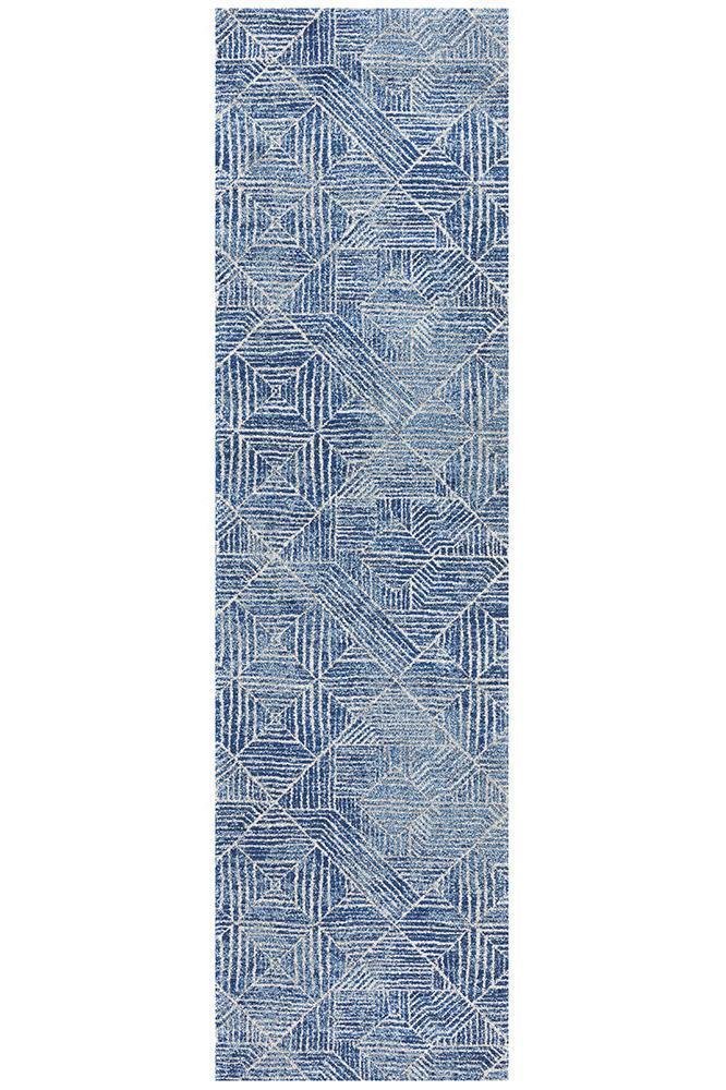 Oasis Kenza Contemporary Navy Runner Rug - Click Rugs