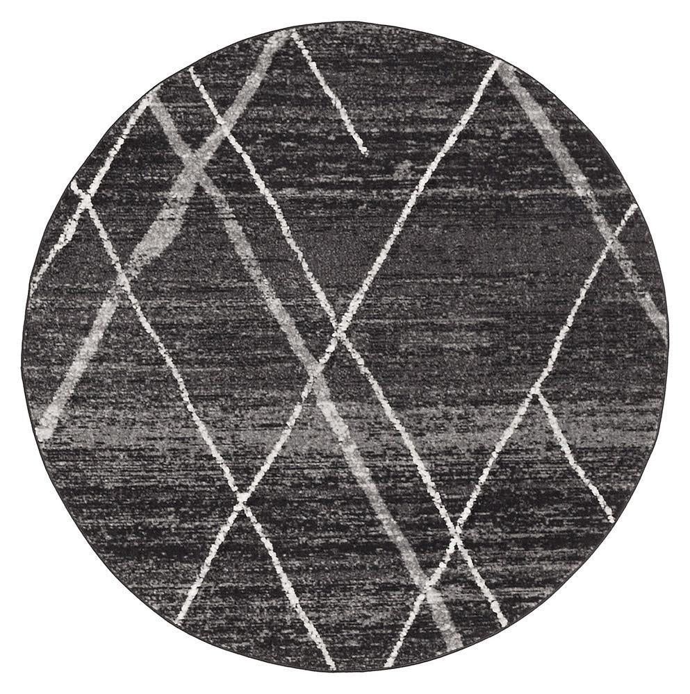 Oasis Noah Charcoal Contemporary Round Rug - Click Rugs