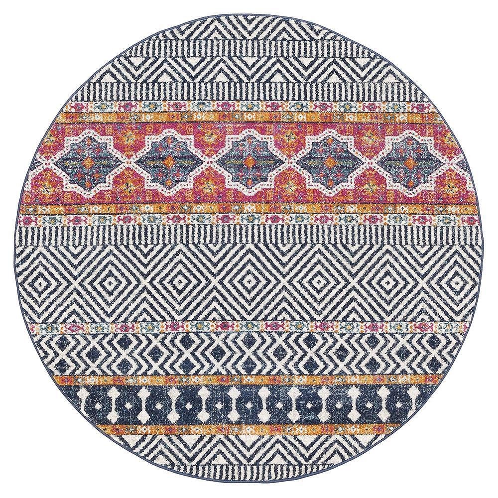 Oasis Sabrina Multi Tribal Round Rug - Click Rugs