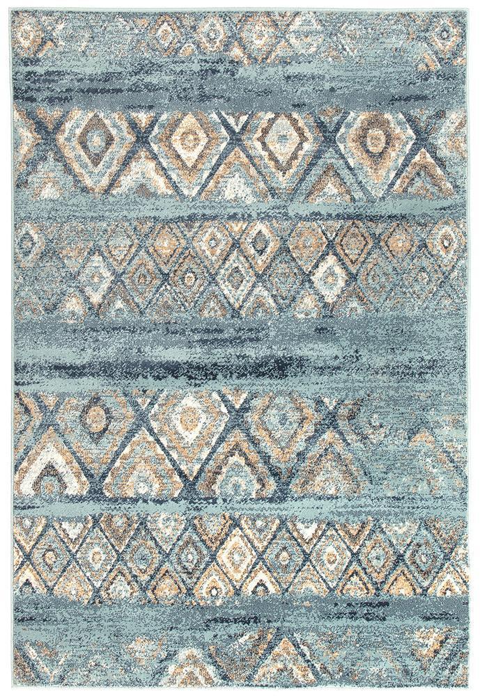 Oxford Mayfair Contrast Blue Rug - Click Rugs