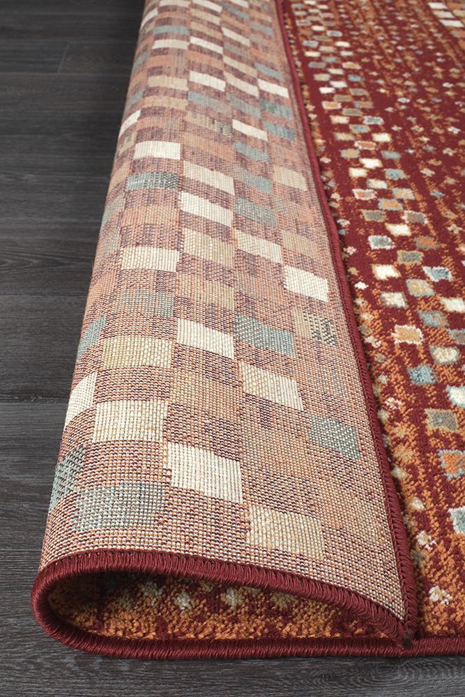 Oxford Mayfair Squares Rust Rug - Click Rugs