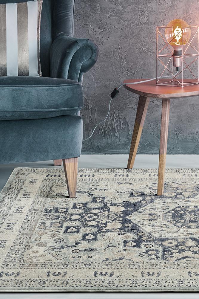 Providence Esquire Brushed Traditional Blue Rug - Click Rugs