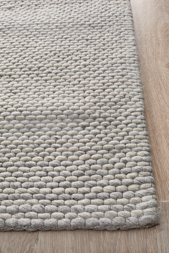 Studio Oskar Felted Wool Striped Rug Grey - Click Rugs