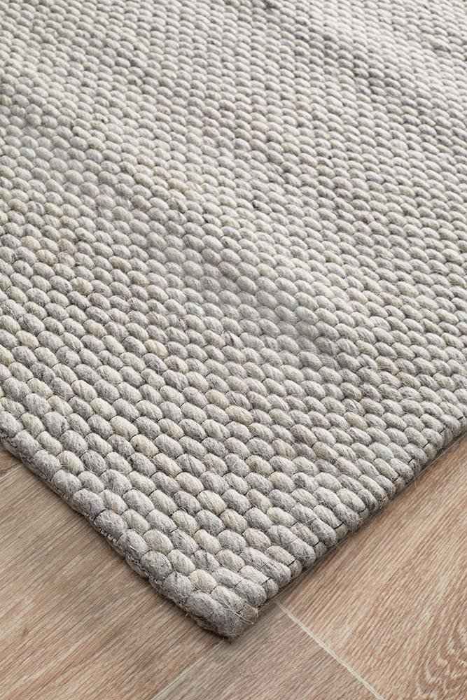Studio Oskar Felted Wool Striped Rug Grey - Click Rugs