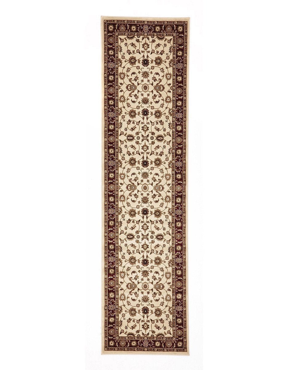 Sydney Classic Runner Ivory with Red Border Runner Rug - Click Rugs