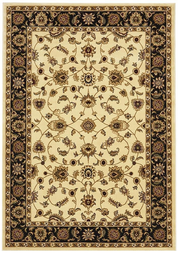 Sydney Collection Classic Rug Ivory with Black Border - Click Rugs