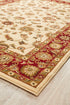 Sydney Collection Classic Rug Ivory with Red Border - Click Rugs