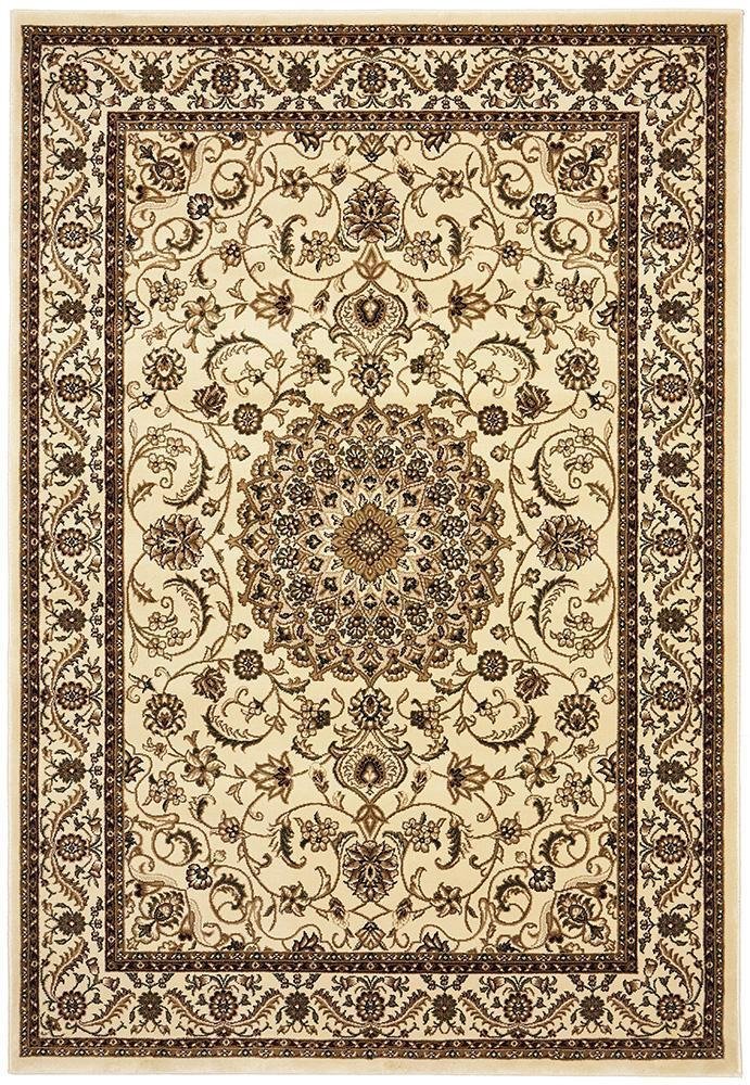 Sydney Collection Medallion Rug Ivory with Ivory Border - Click Rugs