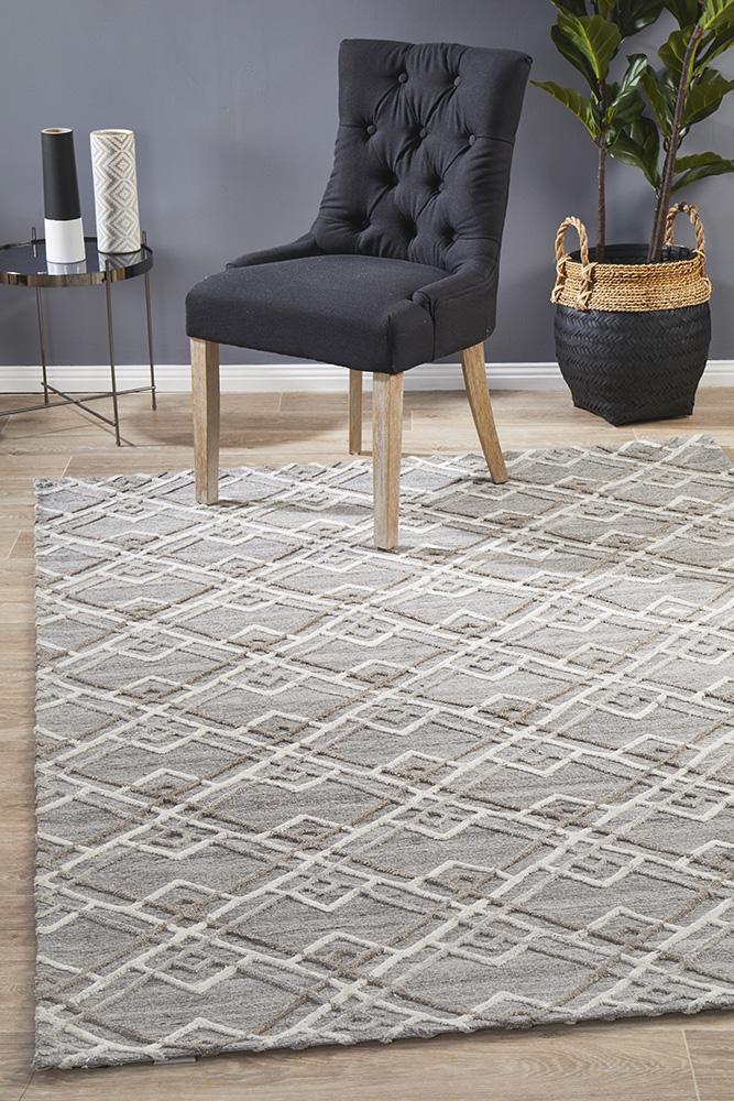 Visions Winter Silver Stream Modern Rug - Click Rugs